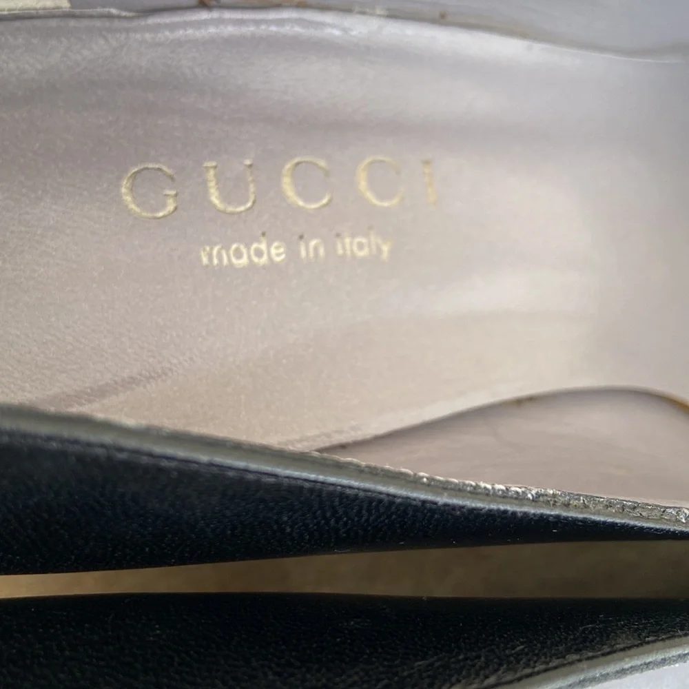 Gucci Leather Square Toe Mid-Heel Pump Shoes Women's Size 8.5 - Picture 4 of 10